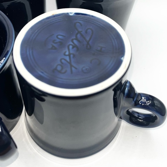 4 Fiestaware Cobalt BLUE Ring Handle Coffee Cup Mugs Tom & Jerry Fiesta VTG EUC - Picture 4 of 4